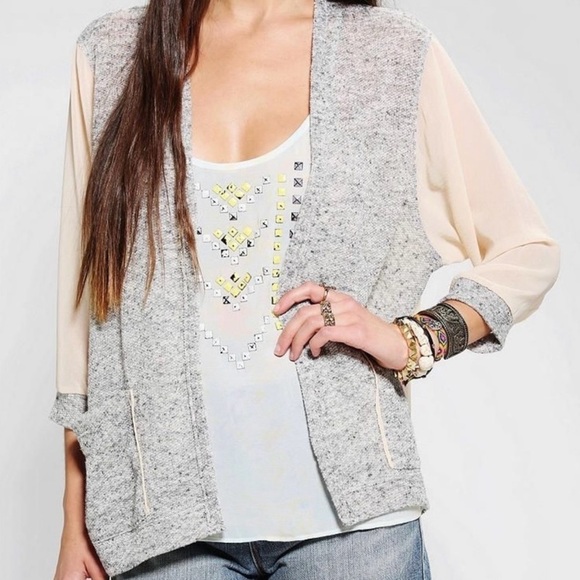 Silence and Noise Sheer Open Front Cardigan 3/4 Sleeve Size Womens Small - Picture 1 of 8